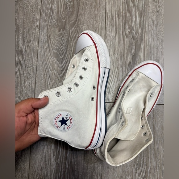 Converse White High-Tops with Red and Blue Stripes - Picture 5 of 11